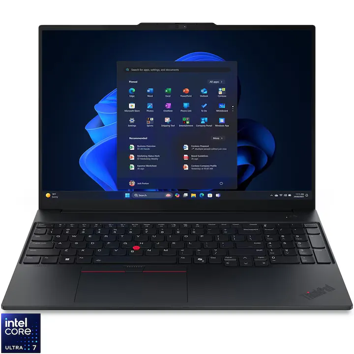 Lenovo ThinkPad E16 Gen 3 cu procesor Intel® Core Ultra 7 255H pana la 5.1GHz, 16" WUXGA, IPS, 32GB DDR5 RAM, 1TB SSD, Intel® Arc™ Graphics, Windows® 11 Pro, Black, 3y on-site Premium Care