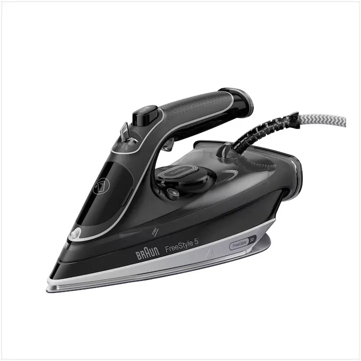 Fier de calcat FreeStyle 5 SI5188BK, 2800W, jet de abur 220g/min, abur variabil 0-50 g/min, talpa EloxalPlus, rezervor 330 ml, tehnologie iCare, tehnologie FreeGlide, oprire automata, sistem antipicurare, negru