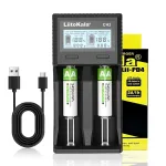 Incarcator pentru acumulatori universal, Wacorresi, Incarcator inteligent 2 sloturi pentru baterii, Afisasj LCD, Protectie Multi-Siguritate, incarcare rapida Ni-MH/Ni-Cd AA, 110-240V AC, 12V DC, Negru