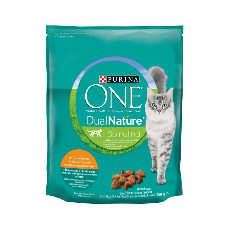 Hrana uscata pentru pisici adulte Purina One Dual Nature cu gust de pui, 750 g