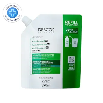 Sampon anti-matreata Vichy Dercos pentru par normal si gras, rezerva eco, 390 ml
