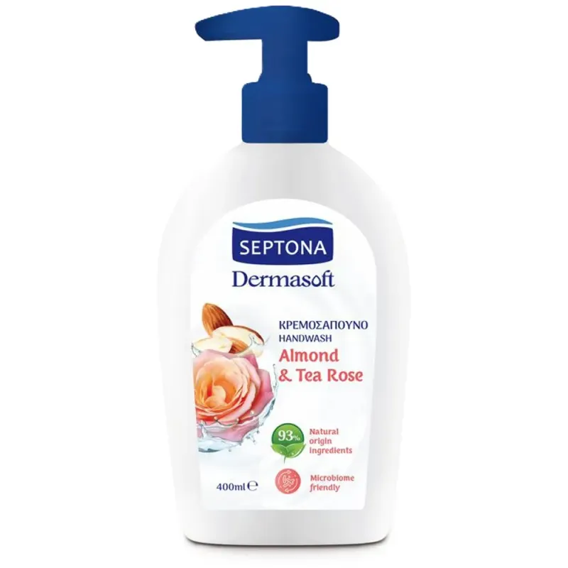 Sapun lichid Septona Dermasoft, aroma de migdale si trandafir, 400 ml