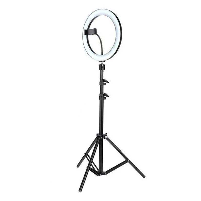 Lampa circulara fotografica Ring Light, 120 x LED SMD, 10 trepte de lumina (lumina rece, calda si neutra) Photo / video / MakeUp cu trepied 210cm inclus, Urban Trends ®