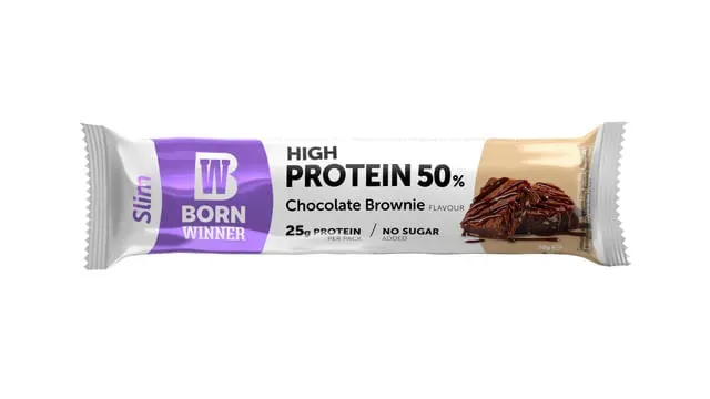Baton proteic Born Winner Slim Chocolate Brownie, 50 g