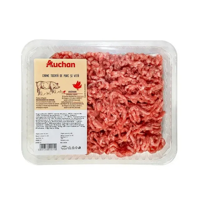 Carne tocata de porc si vita Auchan, 500 g