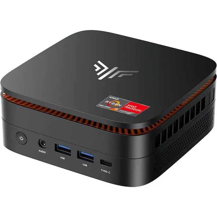 Mini PC NiPoGi AMD Ryzen 7 6800H, pana la 4.7 GHz, 32 GB DDR5 RAM+512 GB SSD Mini Desktop, Windows 11 Pro, AMD Radeon 680M, Wifi 6, BT5.2, HDMI+DP+USB-C Afisaj triplu 4K