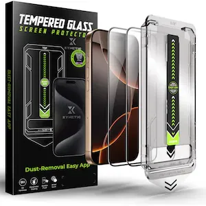 Set de 2 Folie protectie pentru iPhone 17 Pro, Kynetic®, sticla temperata, tehnologie automata de eliminare a prafului, advanced touch sensitivity, acoperire oleofoba, anti-amprente, 6.3 inch, 9H