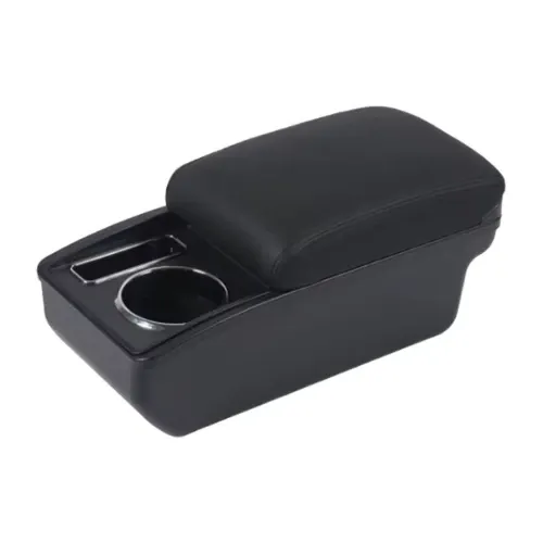 Cotiera auto KOLTRADE Astra J 2009-2015, neagră, din ABS și piele ecologică, asamblare ușoară, compartiment dublu.