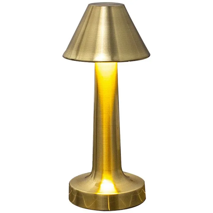 Lampa LED de masa, touch, 3 culori, reglaj intensitate, design metalic premium, incarcare USB-C, gold, auriu