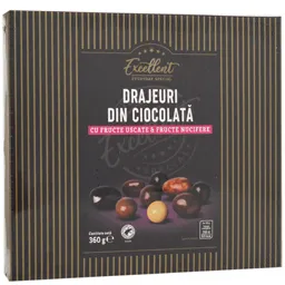 Drajeuri din ciocolata cu fructe uscate si fructe nucifere 360g