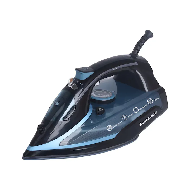 Fier de calcat Zenkabeat ST-03 Ultra, 3000W, Debit de abur continuu de 55g/min si jet de abur de 260g, Rezervor 350ml, Functie auto curatare, Auto oprire, Talpa Ceramica Auto-Clean, Sistem Anticalcar, Negru/Albastru