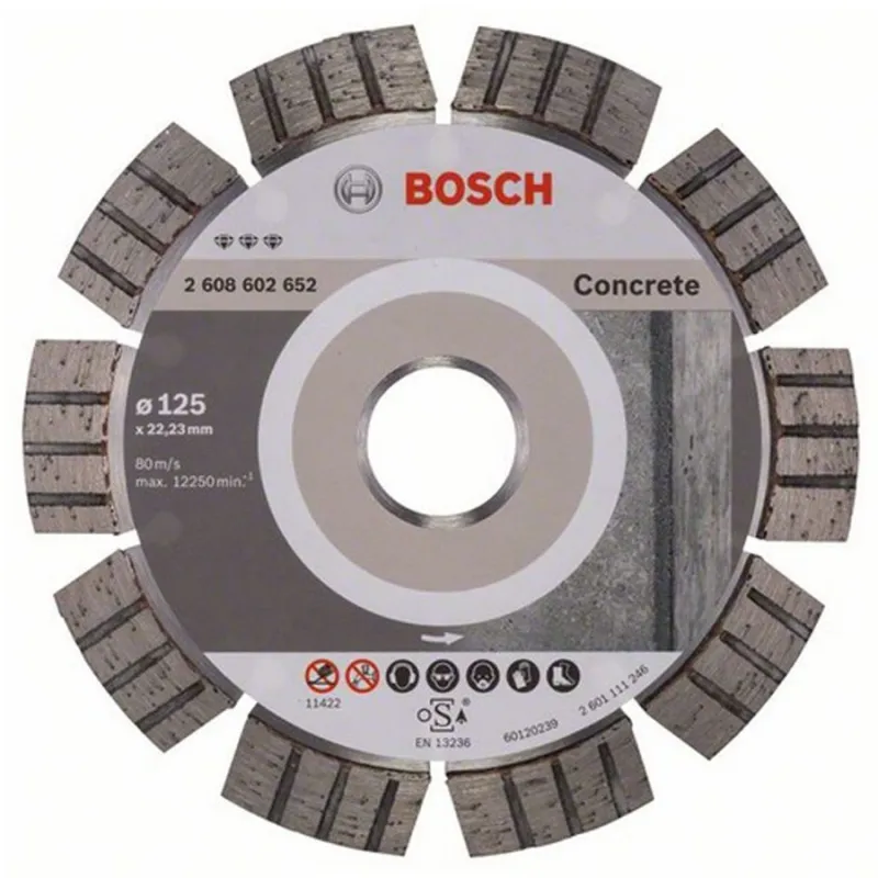 Disc diamantat cu segmente pentru beton, 125 x 22.23 mm