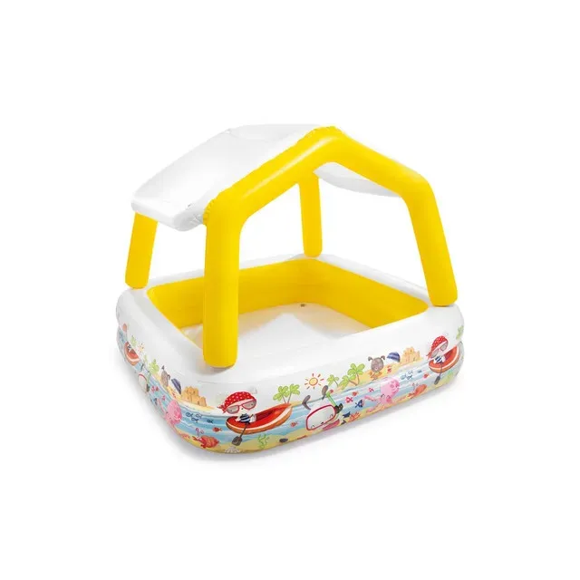 Piscina gonflabila pentru copii Intex, model casuta, 157 x 157 x 122 cm, diverse culori