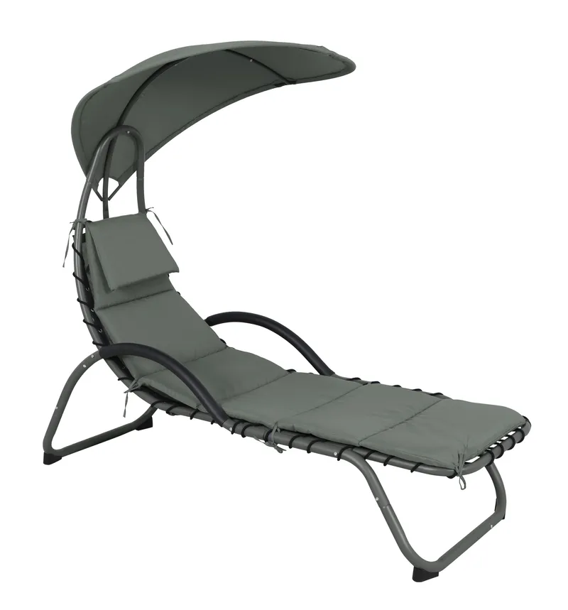 Sezlong de gradina cu baldachin din otel si poliester Garden Star, 180 x 98 x 165 cm