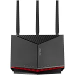 Router Gaming Wireless ASUS RT-BE86U, BE6800, Dual-Band, Quad-Core 2.6GHz CPU, 256MB/1GB Flash/RAM, 4K-QAM, MLO, 10G port, 2.5G quad-port, AiProtection Pro, Adaptive QoS, VPN Fusion, Instant Guard, IPTV, OFDMA, MU-MIMO, UTF-8 SSID, Port forwarding, AiMesh
