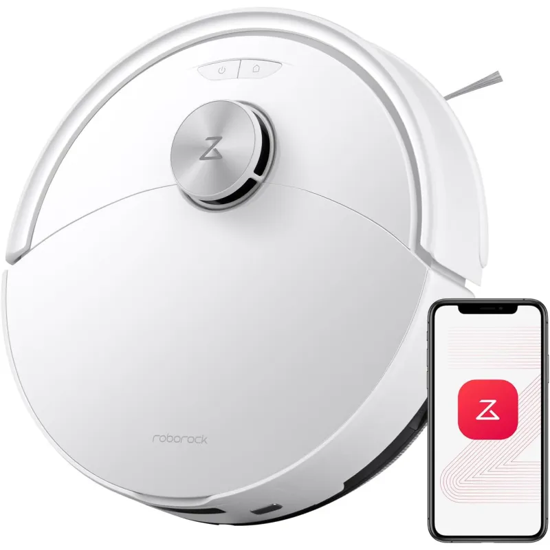 Robot de aspirare Roborock Q10 S5, Aspiratie HyperForce 10000Pa, Sistem dual anti-incurcare, Mop cu ridicare automata, Evitarea obstacolelor ReactiveTech, Control prin APP, Pentru par de animale si covoare, Alb