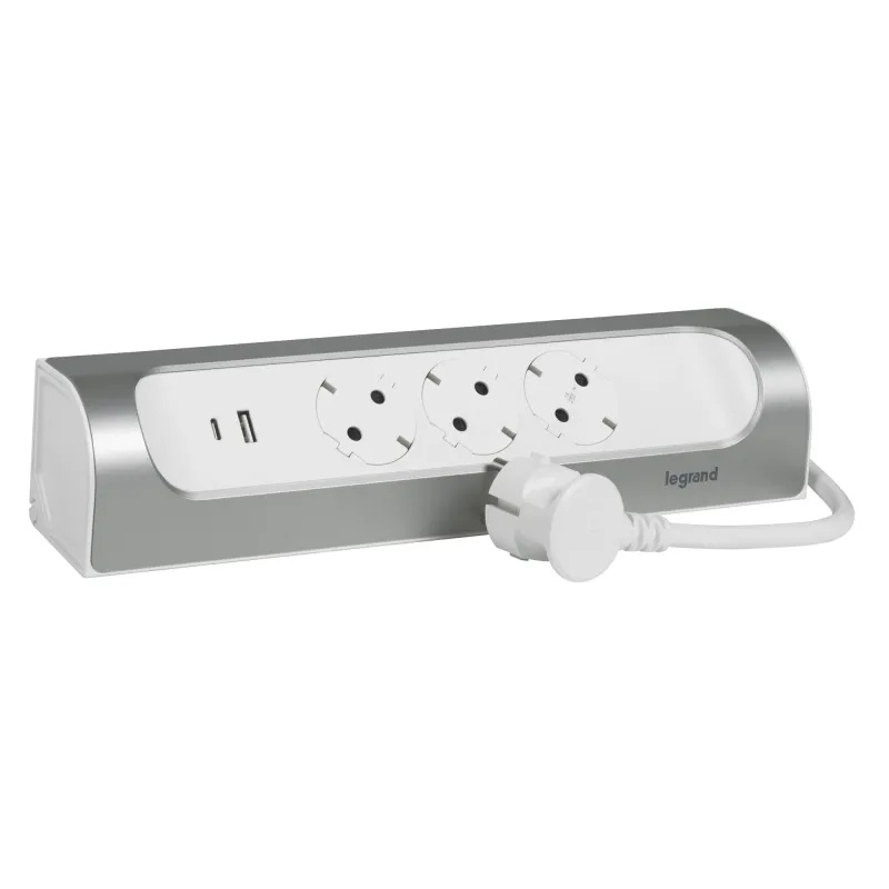 Prelungitor unghiular Legrand L694502, USB tip A si C, 3 prize, sectiune cablu 3x1.5mm, 1m