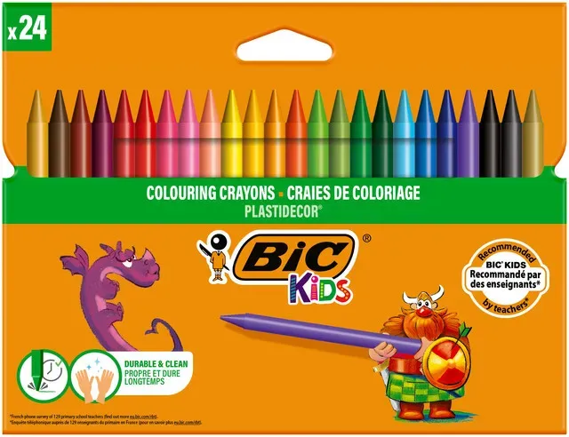 Set creioane cerate plastifiate Bic Plastidecor pachet cu 24 bucati