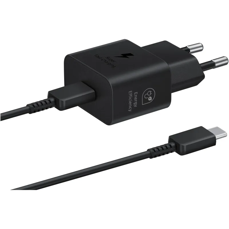 Incarcator Retea Samsung cu Cablu USB-C, 25W, 3A, 1 X USB-C, Negru