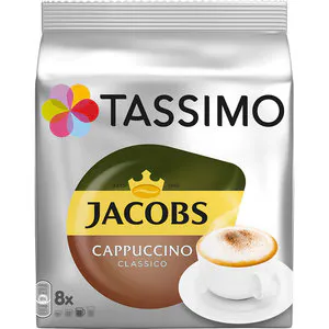 Capsule cafea TASSIMO Jacobs Cappuccino, 8 capsule cafea + 8 capsule lapte, 260g