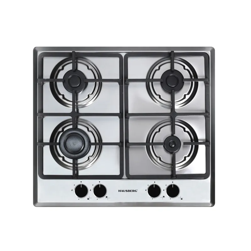 Plita incorporabila Hausberg HB-556IN, Gaz, 4 arzatoare, Sistem de siguranta GAZ, Gratar din fonta, Material Sticla, Negru