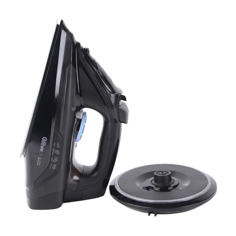 Fier de calcat fara fir Qilive Q.5525, 2200 W, 20 gr/min, 0.3 l, talpa ceramica, negru