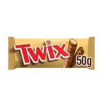 Baton cu biscuite si caramel invelit in ciocolata cu lapte Twix, 2 x 25 g