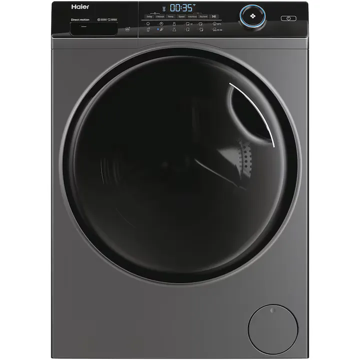 Masina de spalat rufe cu uscator Slim Haier HWD80-B14959S8U1S, 8 kg spalare, 5 kg uscare, 1400 rpm, Clasa A, Motor Direct Motion, Wi-Fi, iRefresh, ABT, Pillow Drum, Dual Spray, Antracit