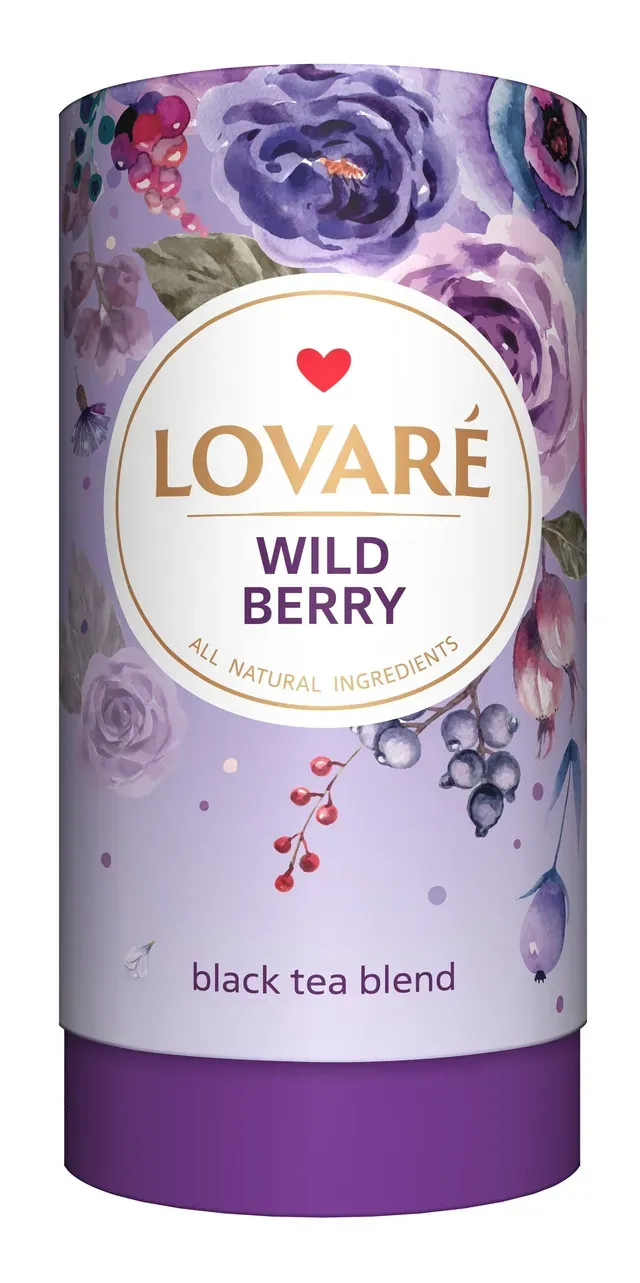 Amestec de ceai negru, fructe de padure si petale de trandafir chinezesc Lovare Wild Berry, 80 g