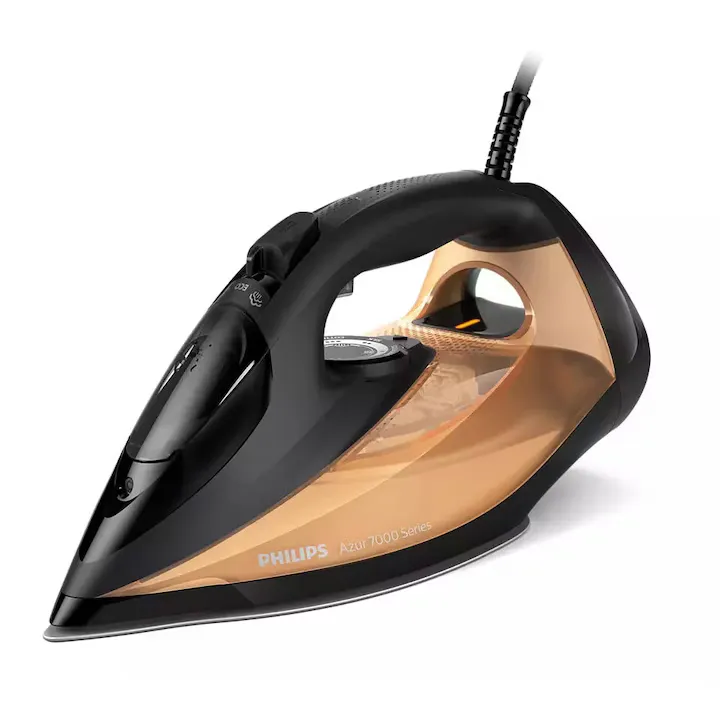 Fier de Calcat PHILIPS Seria 7000 DST7040/80, 2800W, 250g/min, 300ml, Talpa SteamGlide Elite, Auriu-Negru