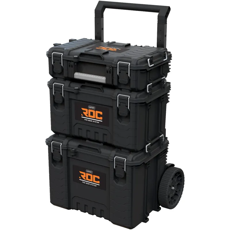 Troler 3 cutie unelte Keter ROC Pro Gear 2.0, plastic, 111L, negru