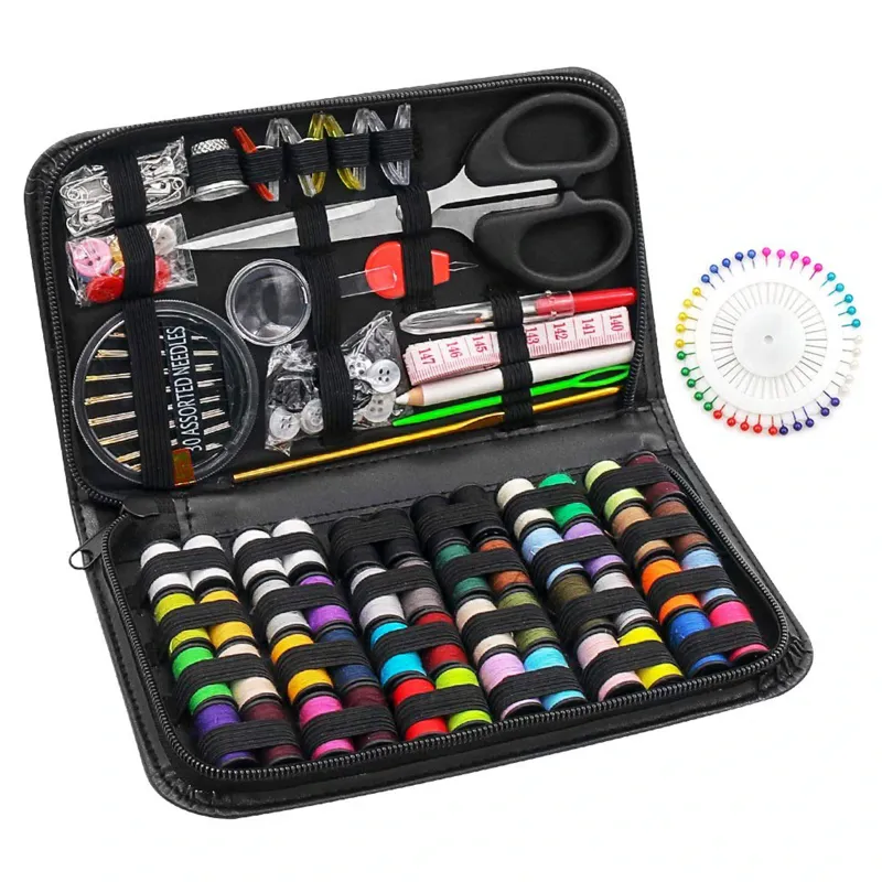 Set 172 articole cusut, Darklove, Cu geanta depozitare, Accesorii de cusut premium si kit de consumabile de cusut, pentru calator, adulti, copii, incepatori, reparatii de urgenta, 21x14.5x3cm, Multicolor