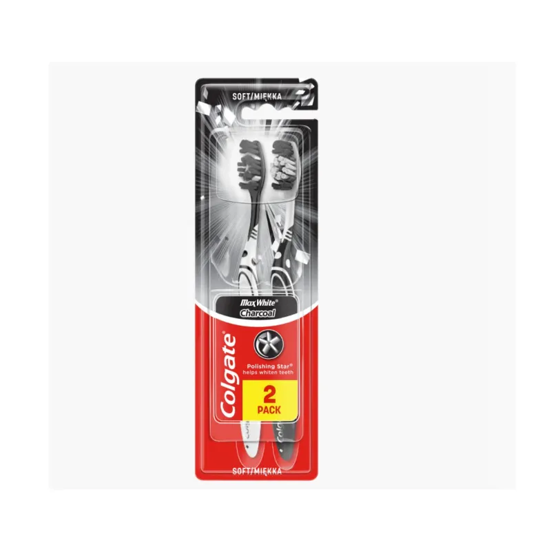 Periuta de dinti cu peri moi Colgate Max White Charcoal Soft set 2 bucati