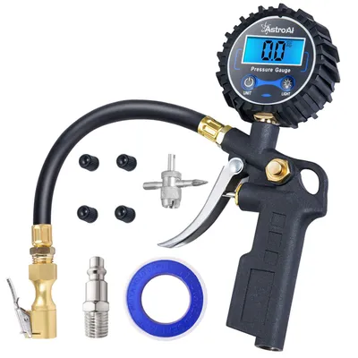 Manometru digital pentru presiunea anvelopelor cu umflator, mandrina de aer de 250 PSI si accesorii pentru compresor Rezistenta cu cuplaj de conectare rapida, rezolutie de afisare 0,1, accesorii auto pentru SUV, camion, RV