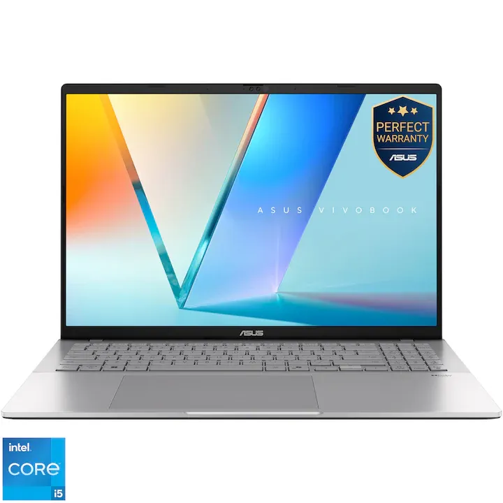 ASUS Vivobook S16 S3607VA cu procesor Intel Core i5-13420H pana la 4.6GHz, 16'', WUXGA, IPS, 144Hz, 16GB DDR5 RAM, 1TB SSD, Intel UHD Graphics, No OS, Cool Silver