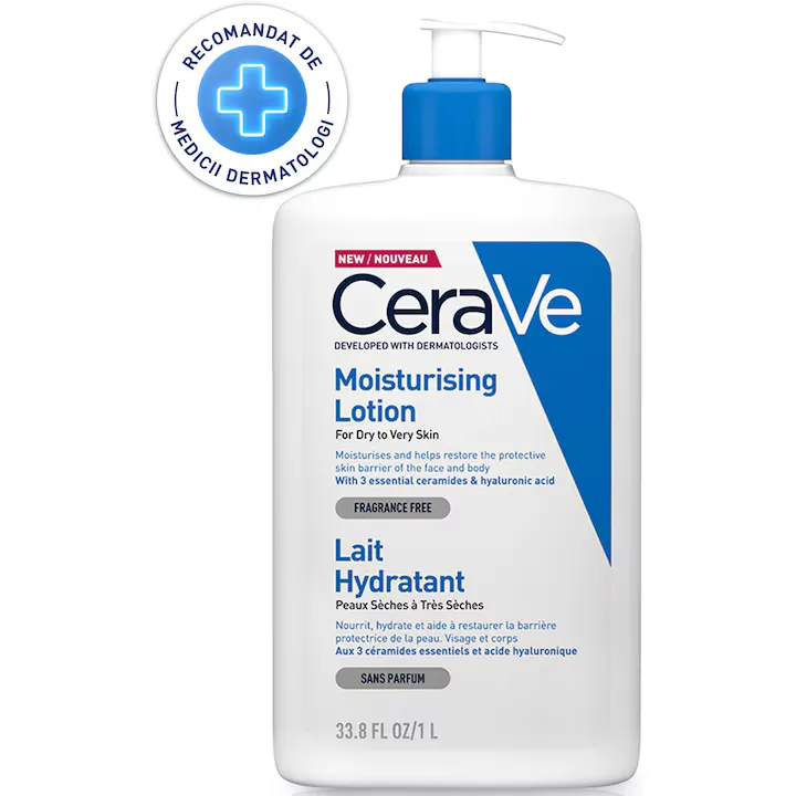 Lotiune hidratanta pentru fata si corp CeraVe pentru piele uscata si foarte uscata, 976 ml