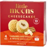 Cheesecake cu biscuiti caramelizati si ciocolata alba Little Moons, 120 g