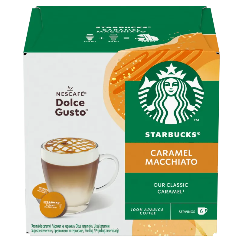 Cafea capsule, Starbucks Caramel Macchiato, compatibile Dolce Gusto, 6 bauturi, 12 buc, 127.8 g