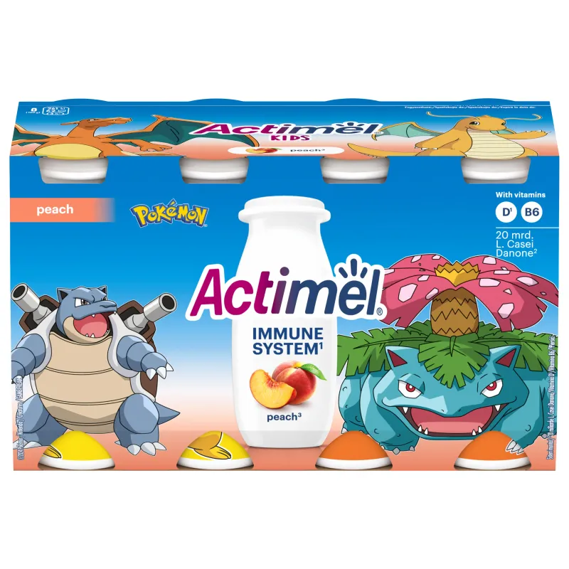 Iaurt de baut Actimel Pokemon, cu piersica, 8 x 100 g