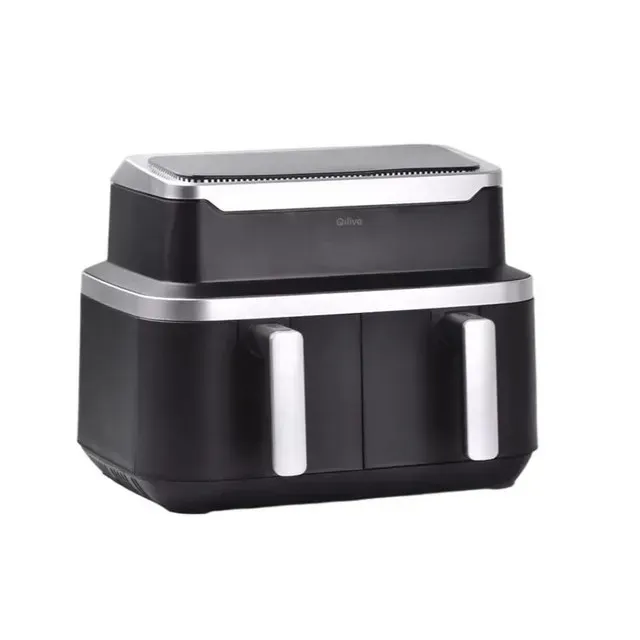 Friteuza cu aer cald cu 2 cosuri Qilive Q.5921, putere 2600W, capacitate 8.4 l, ecran tactil, negru