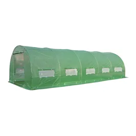 Solariu pentru gradina, structura metalica + folie polietilena, verde, 8 x 3 x 2 m