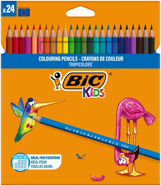 Set creioane colorate Bic Tropicolors, 24 bucati
