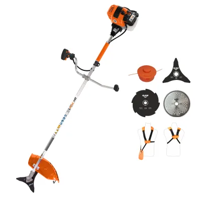 Motocoasa de tuns gazon/iarba pe benzina Ruris DAC 510, putere 3.5 CP, 62 CC, motor Tez, 2 timpi, diametru taiere 21 cm, contine: bobina fir + disc 3 lame + disc 8 dinti + disc 80 dinti Vidia