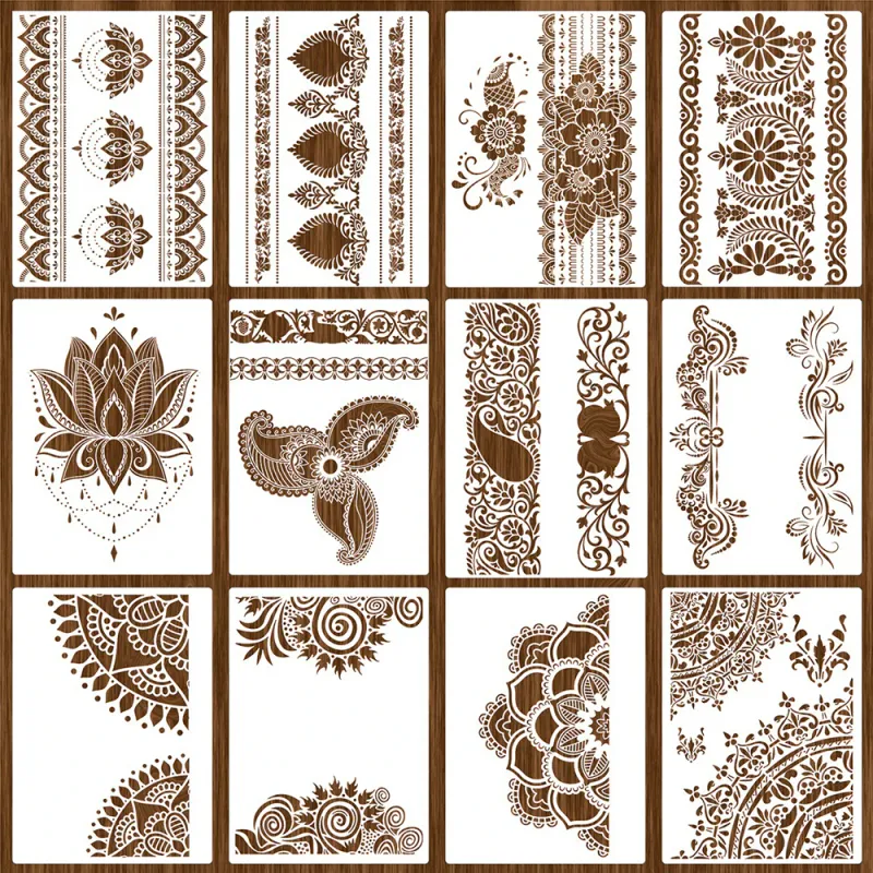 Set 12 sabloane decorative, AllizBan, 29x21 cm, Stilul retro - S001