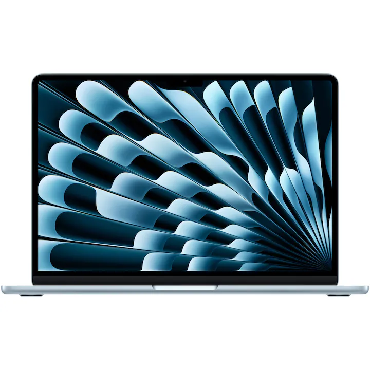 Apple MacBook Air 13" cu procesor Apple M4, 10 nuclee CPU si 10 nuclee GPU, 32GB RAM, 2TB, Sky Blue, Tastatura RO, Manual RO