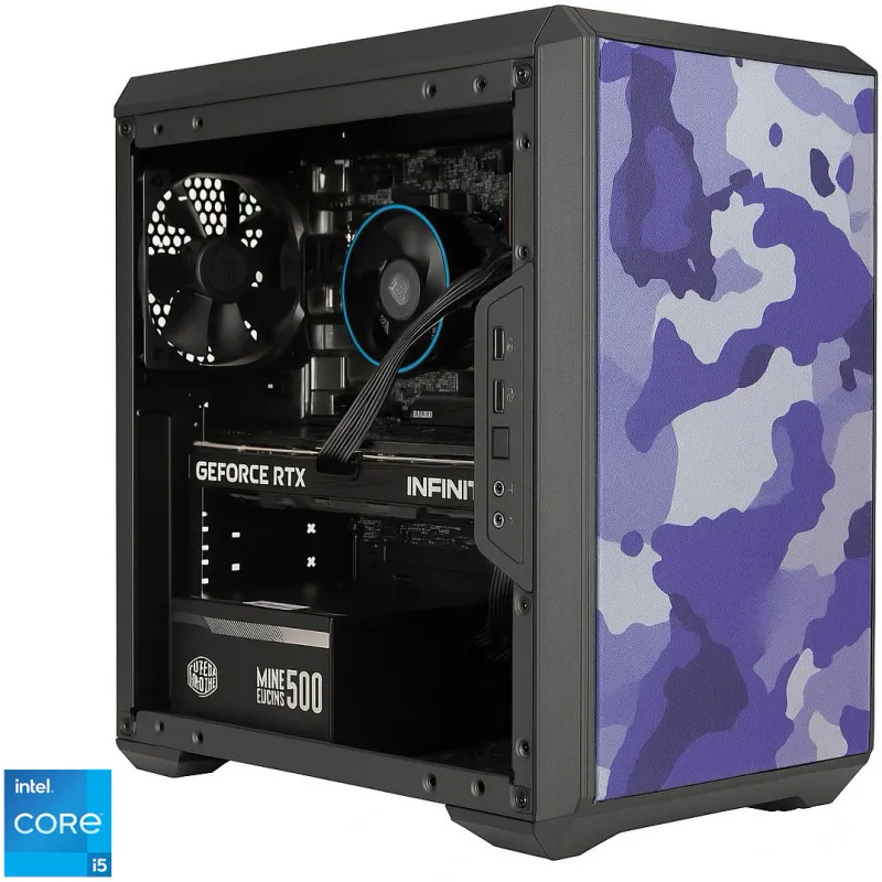 Sistem Desktop PC Gaming BLEU JOUR cu procesor Intel® Core™ i5-12400F pana la 4.4GHz, 32GB DDR4, 1TB SSD, NVIDIA® GeForce RTX™ 5060 Ti 8GB GDDR7, Windows 11 Pro, Black