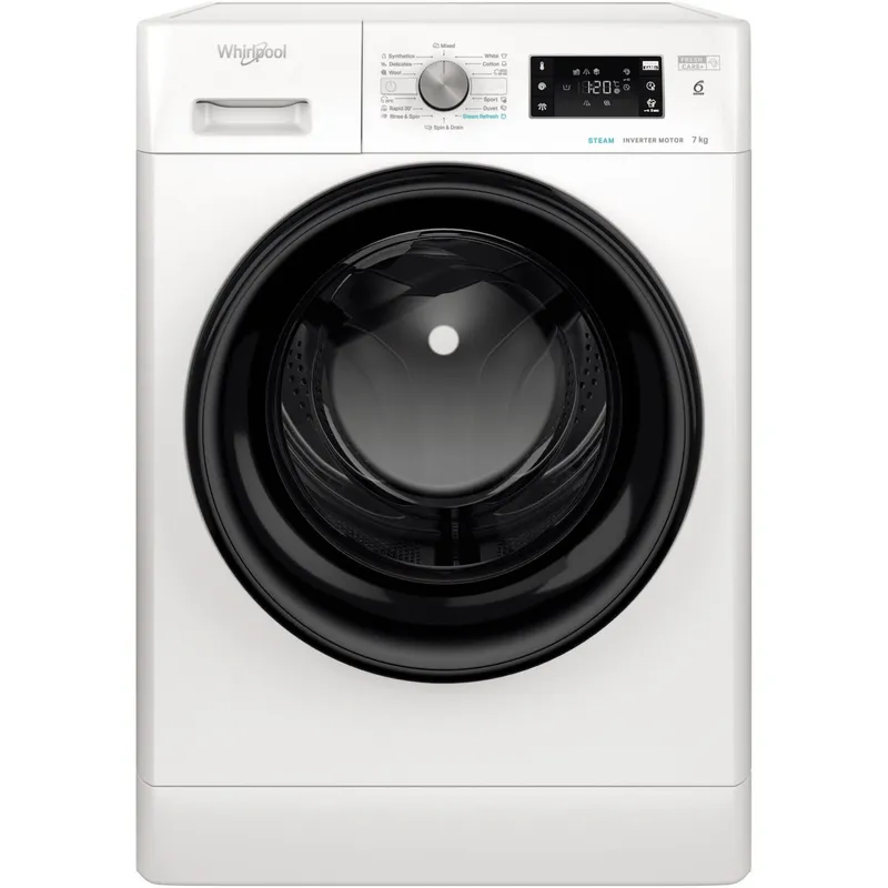 Masina de spalat rufe Whirlpool FreshCare+, FFB 7469 BV EE, 7 kg, 1400 RPM, Steam Refresh, Tehnologia al-6lea Simt, Motor SenseInverter, Clasa A, Alb