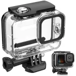 Carcasa Protectie Waterproof pentru Camera Video Sport, Hggzeg, Compatbil Cu GoPro Hero 12, 11, 10, 9, Adancime maxima 60 metri, Instalare/eliminare rapida, Policarbonat, Transparent/Negru