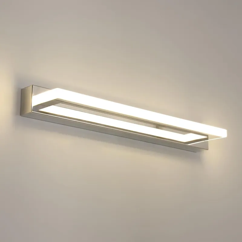 Aplica LED Moderna, Goeco, Cromata, Abajur Din Acril, Lampa Pentru Oglinda, 42 Cm, 9w, 4500k, 800 Lm, Potrivita Pentru Oglinda, Dulap, Masa, Baie
