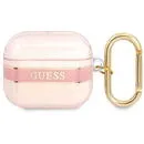 Husa de protectie Guess TPU Printed Stripe Case pentru Airpods 3, Roz